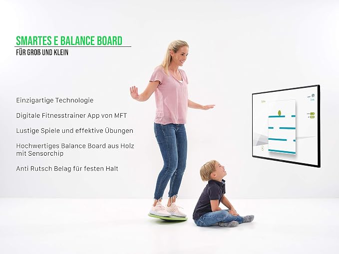 MFT Fit Disc 2.0 - Digital Balance Board with Motion Sensor, Connect to Smartphone/Tablet via Bluetooth, Includes Wooden App, Balance Training, Games and Fun